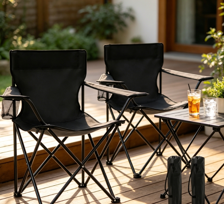 Portable Folding Outdoor Chair with Cup Holder and Storage Bag Image 2