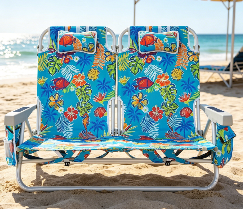 Aluminum Alloy 5 Position Reclining Double Folding Beach Chair