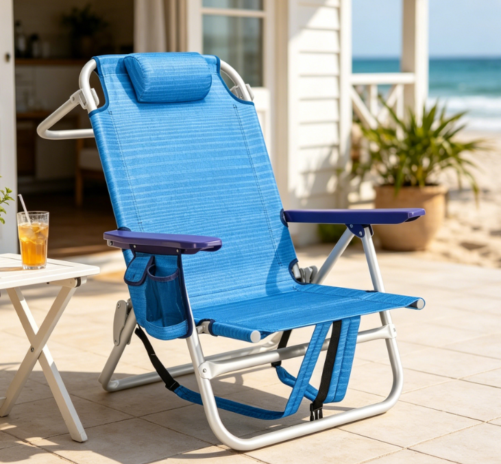 Heavy Duty Folding Camping Recliner with Cup Holder and Storage Pocket Image 2