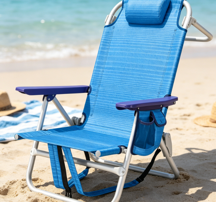 Heavy Duty Folding Camping Recliner with Cup Holder and Storage Pocket