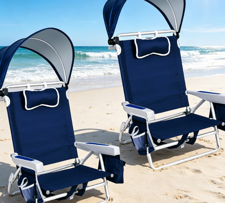 5 Position Adjustable Aluminum Beach Chair with Canopy