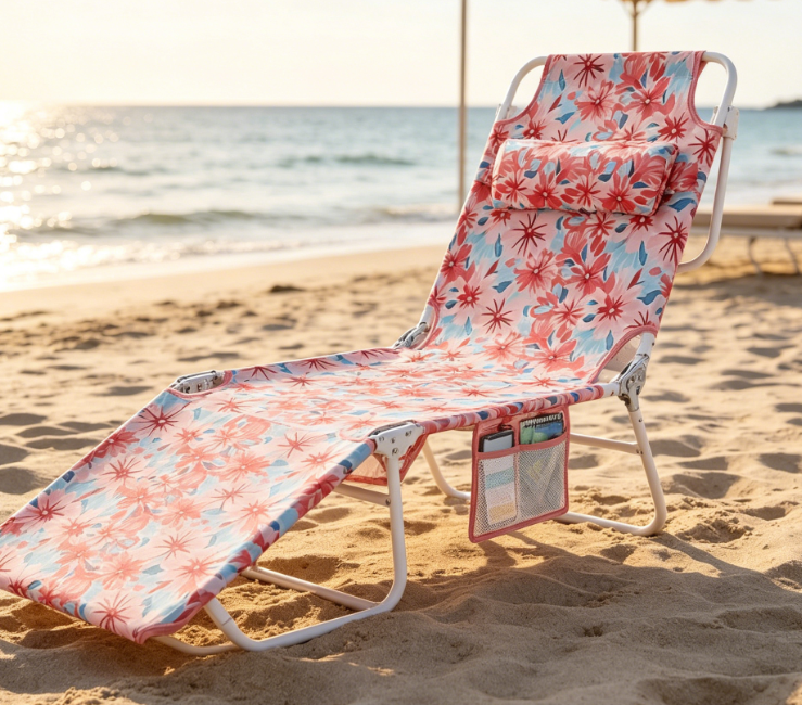 Sunbathing Lounger With Face Opening And Anti Tip Design