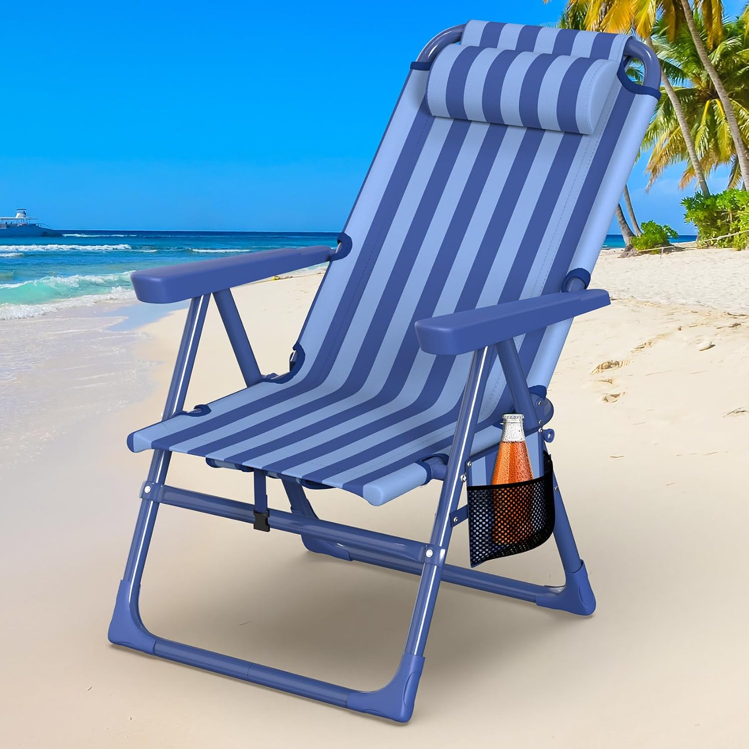 6 Position Folding Lounger With Cooler Bag And Cup Holder