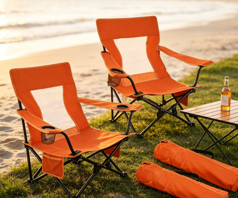 Heavy Duty Portable Folding Chair with Cup Holder and Storage Pocket Image 2