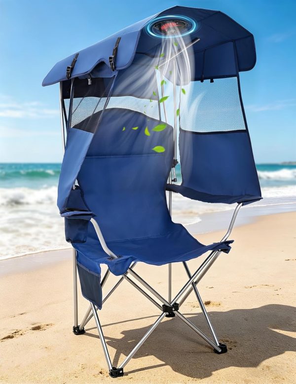 High Back Camping Chair With Sunshade And Silent Fan